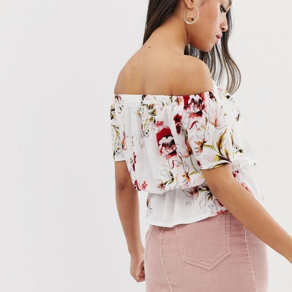 MOA MOA PARISIAN PETITE OFF SHOULDER TOP IN FLORAL PRINT - Picture 4 of 14